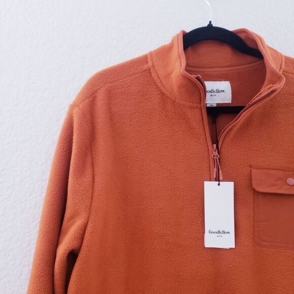 Goodfellow & Co Men'sāQuarter Zip Fleece Sweatshirt Rust Size Medium - Picture 5 of 14